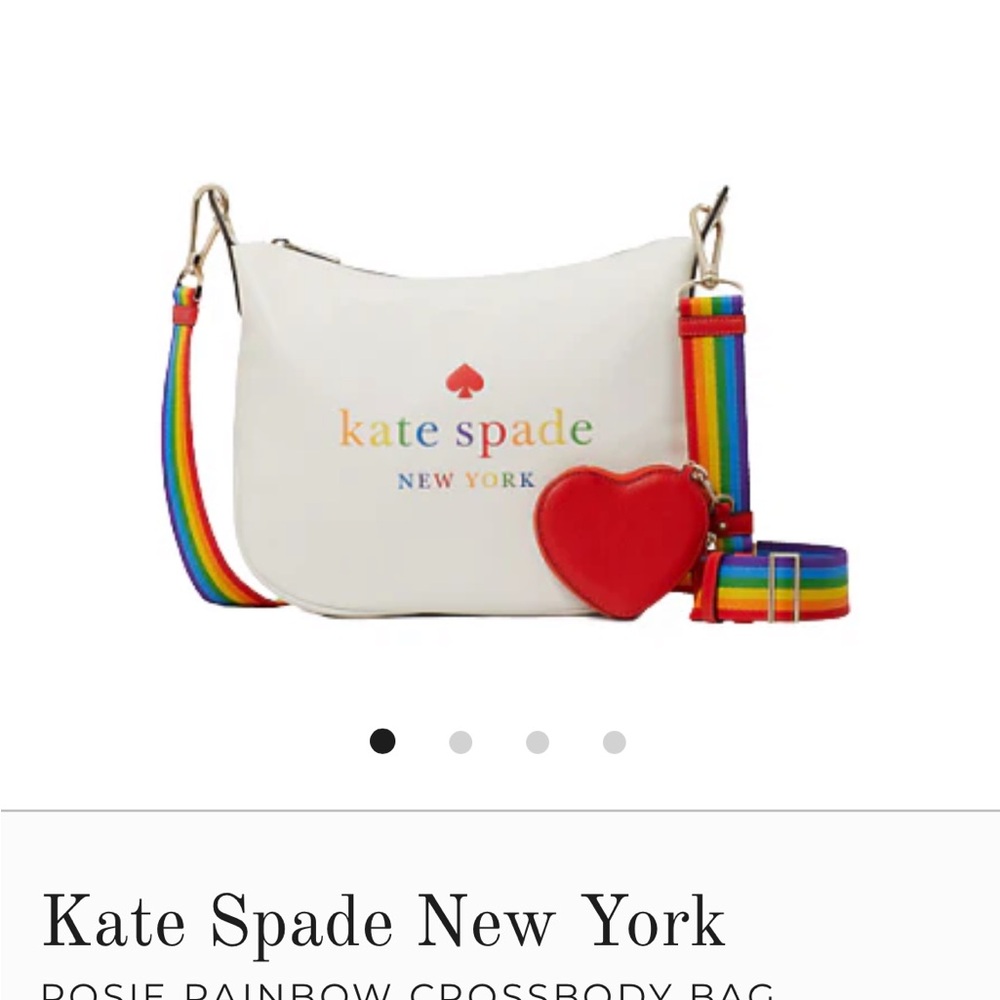 NWT Kate Spade White Crossbody Bag with Rainbow Strap